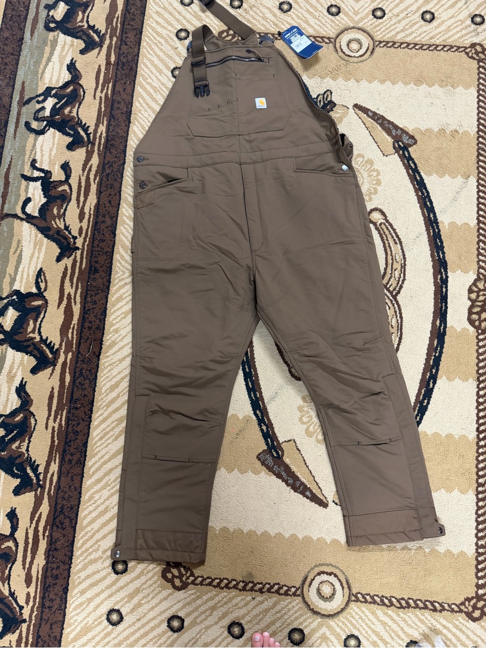 Carhartt Brown Men’s Utility Bib Overalls with Front Pockets